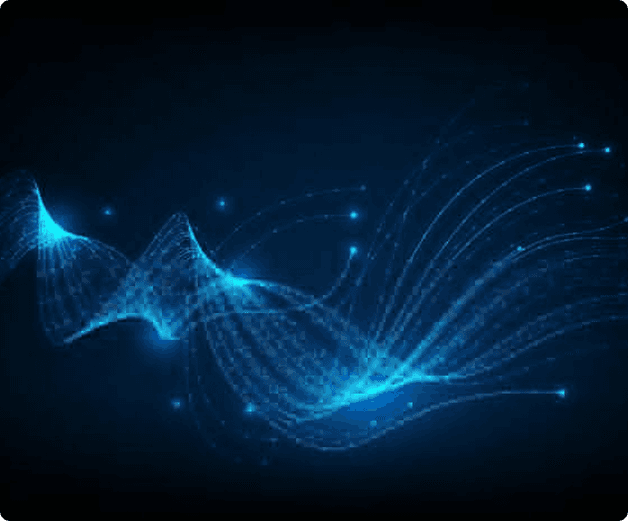 Abstract blue data wave visualization representing AI-driven marketing intelligence