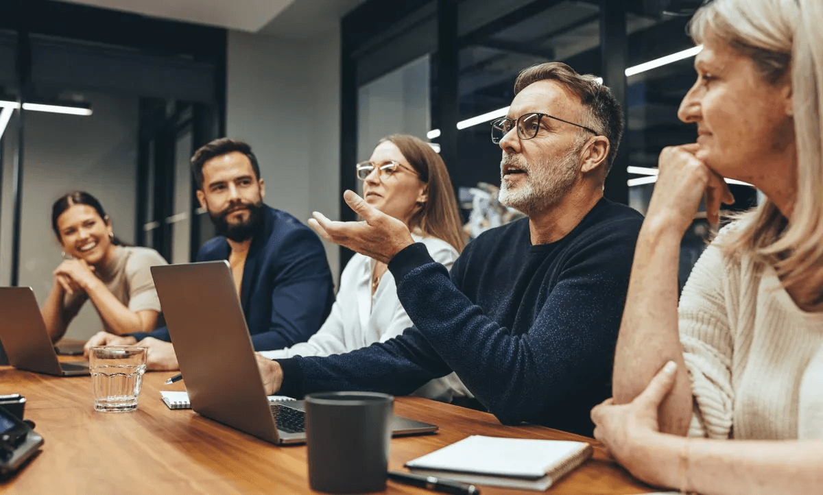 Team discussing intelligence-led growth