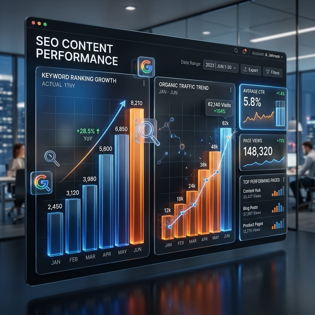 SEO content analysis dashboard